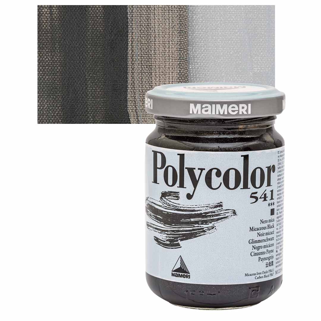 Open in modal - Maimeri Polycolor Vinyl Paint - Mica Black, 140 ml Jar and swatch
