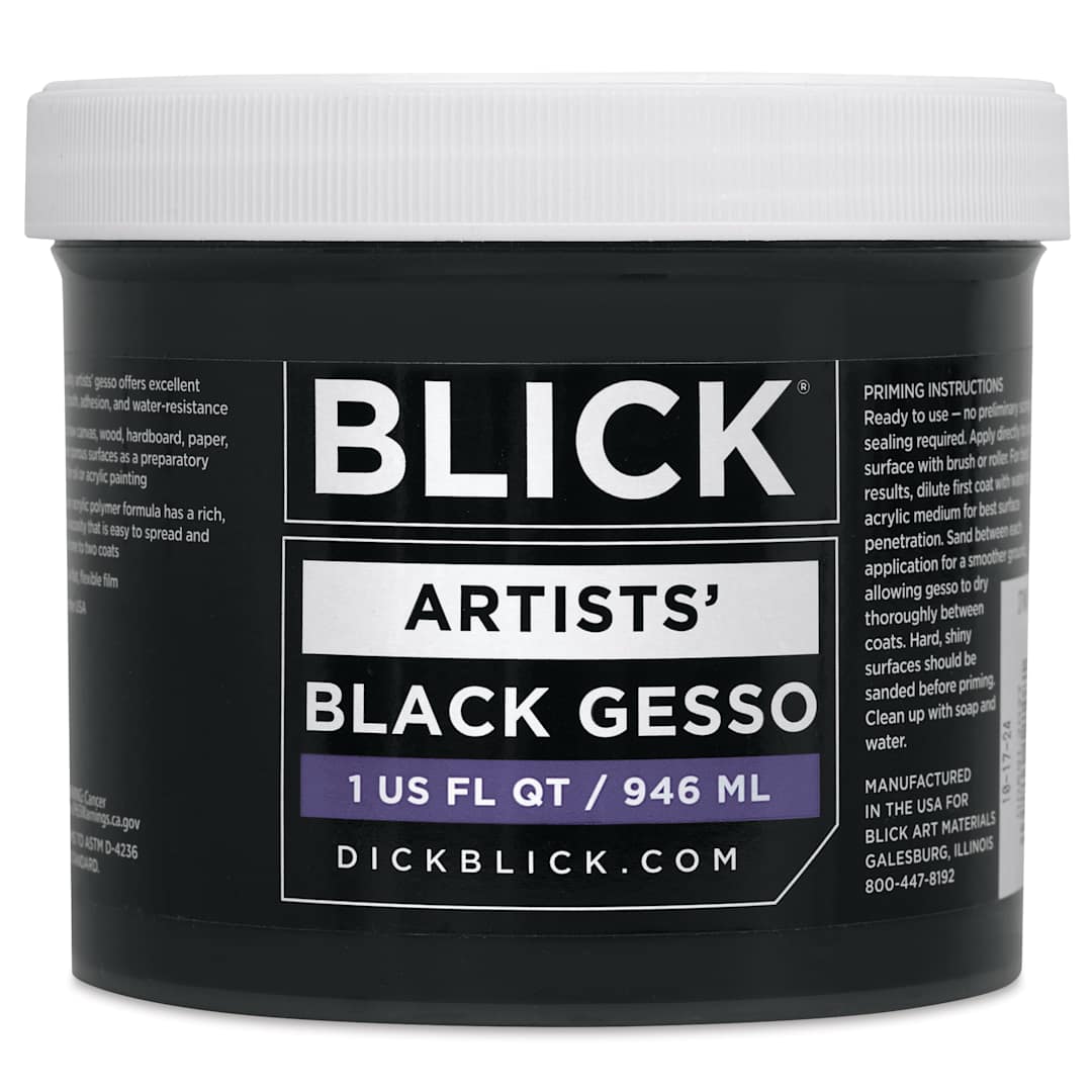 Open in modal - Blick Artists Acrylic Gesso - Black, Quart jar, front view