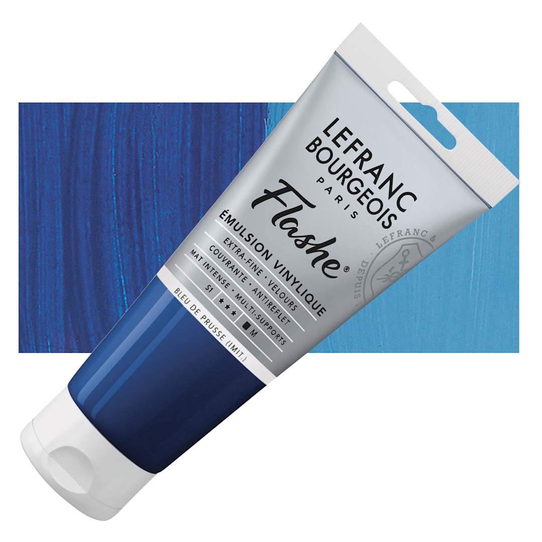Open in modal - Lefranc & Bourgeois Flashe Vinyl Paint - Prussian Blue Hue, 80 ml tube and swatch