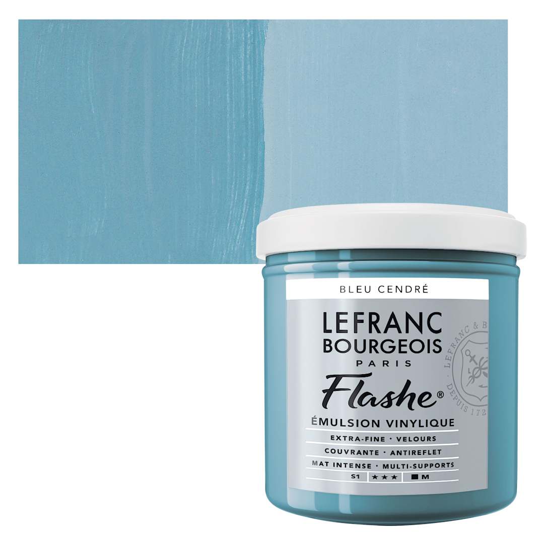 Open in modal - Lefranc & Bourgeois Flashe Vinyl Paint - Blue Ash, 125 ml jar and swatch
