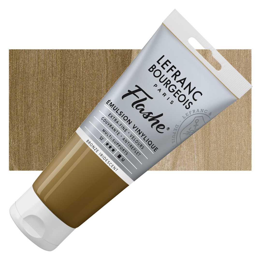 Open in modal - Lefranc & Bourgeois Flashe Vinyl Paint - Iridescent Bronze, 80 ml tube and swatch