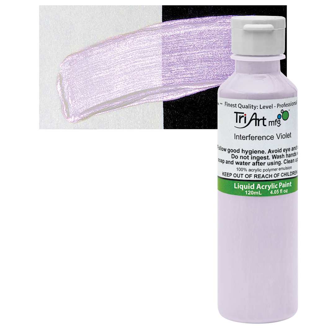 Open in modal - Tri-Art Liquid Artist Acrylic - Interference Violet, 120 ml bottle and swatch