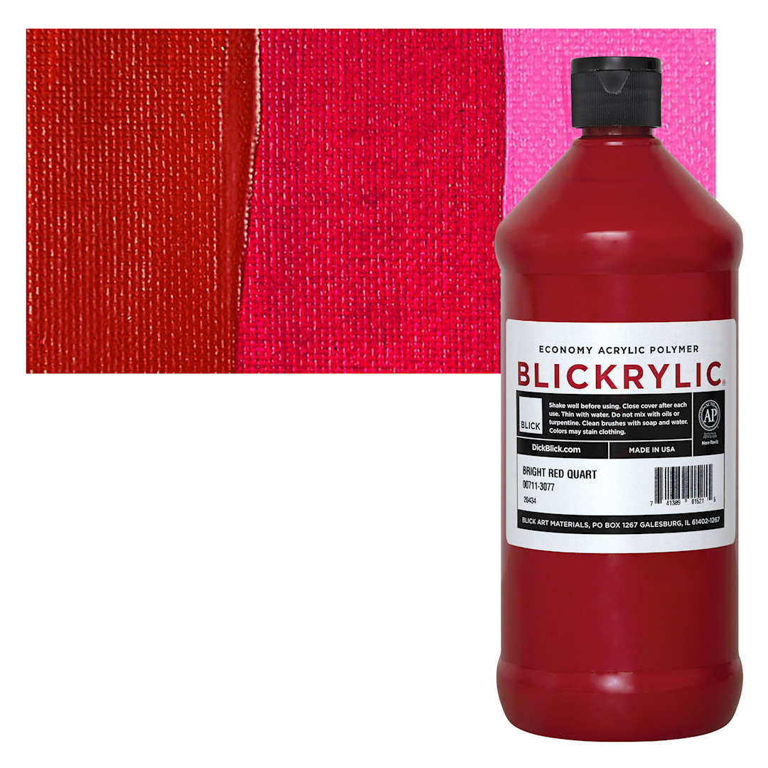 Open in modal - Blickrylic Student Acrylic - Bright Red, Quart and swatch