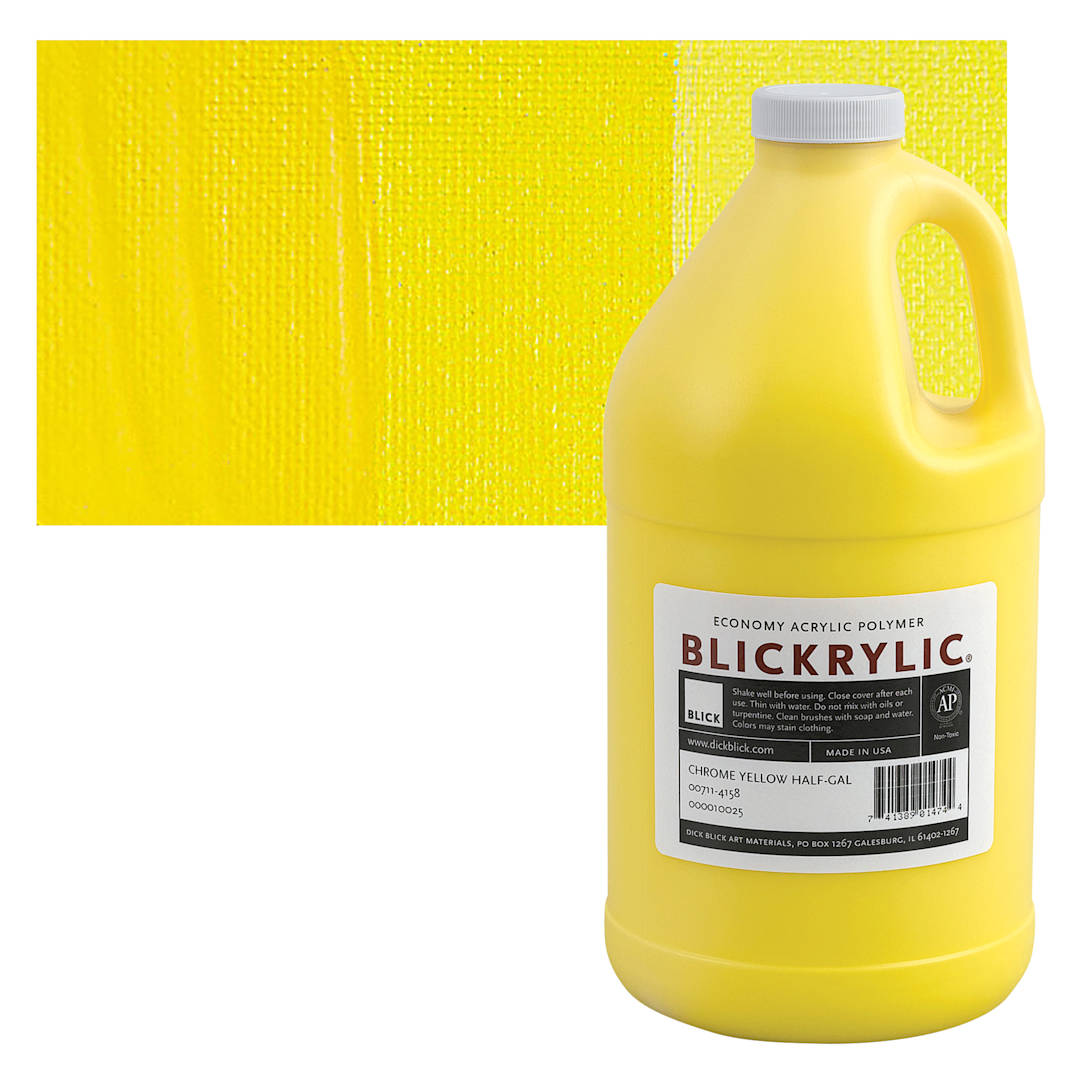 Open in modal - Blickrylic Student Acrylic - Chrome Yellow, Half Gallon and swatch