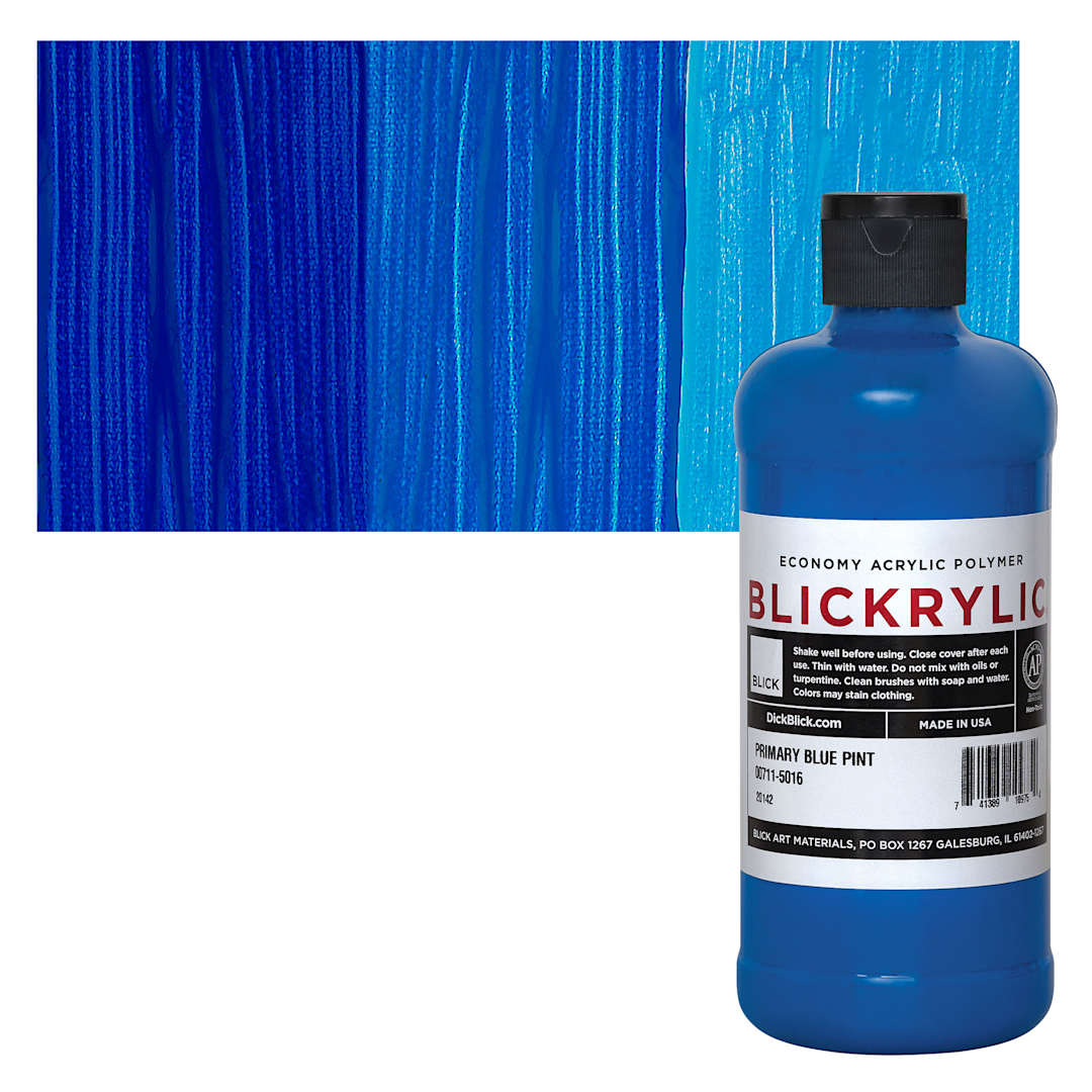 Open in modal - Blickrylic Student Acrylic - Primary Blue, Pint and swatch