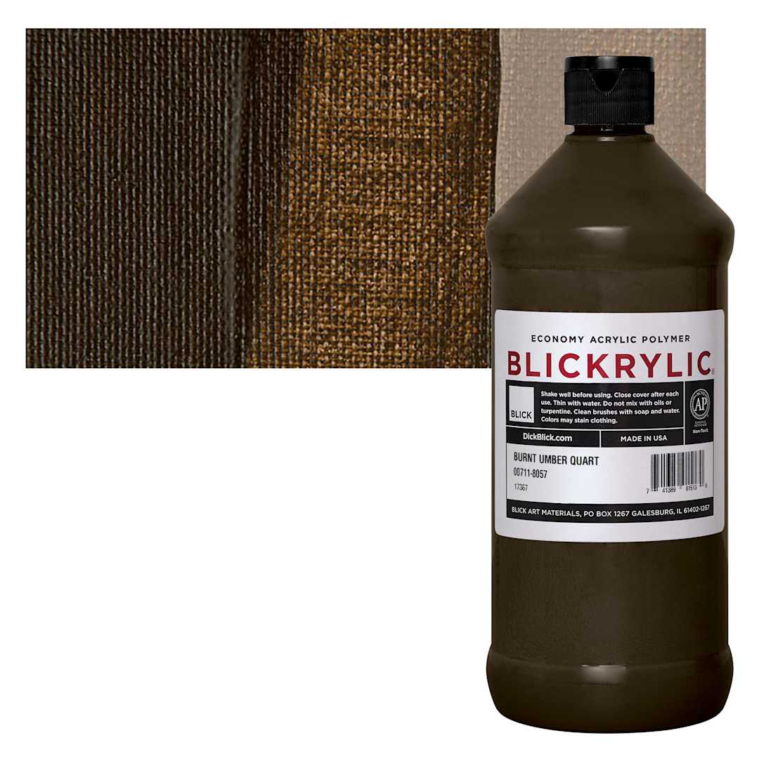 Open in modal - Blickrylic Student Acrylic - Burnt Umber, Quart and swatch