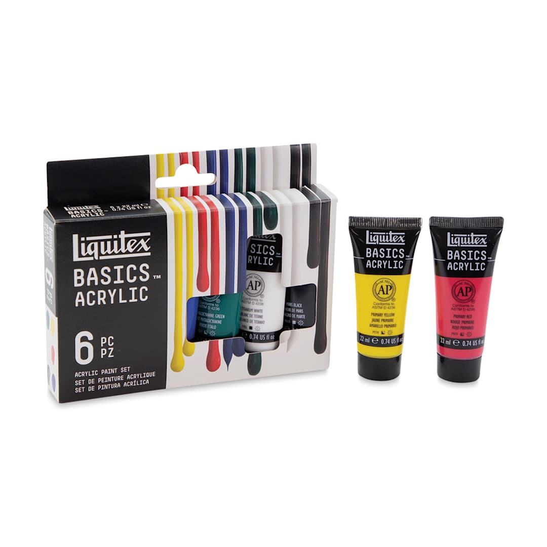 Open in modal - Liquitex Basics Acrylic Set - Set of 6, Basic, 0.74 oz Tubes, package with two tubes 