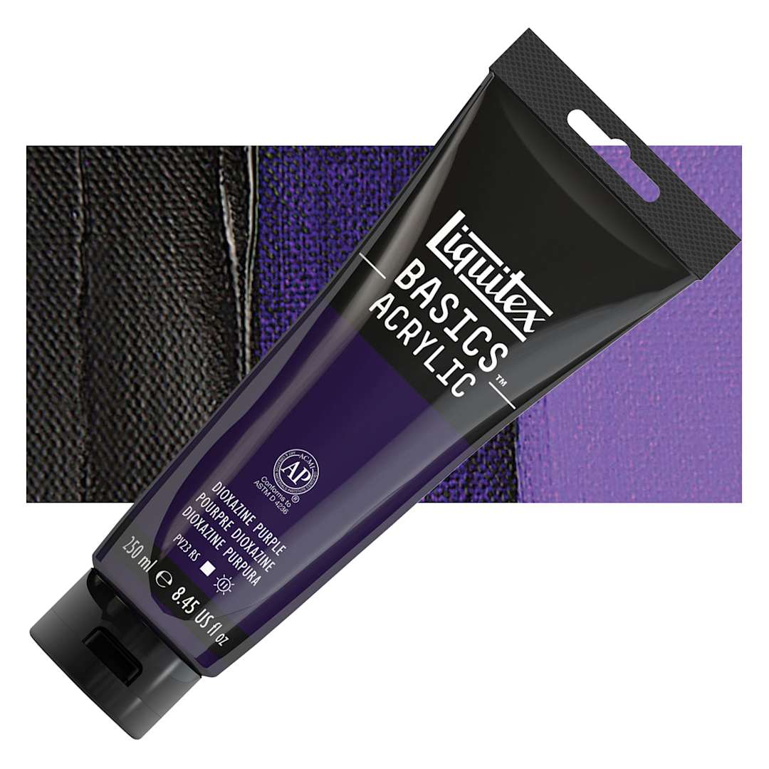 Open in modal - Liquitex Basics Acrylic Paint - Dioxazine Purple, 8.5 oz Tube and swatch