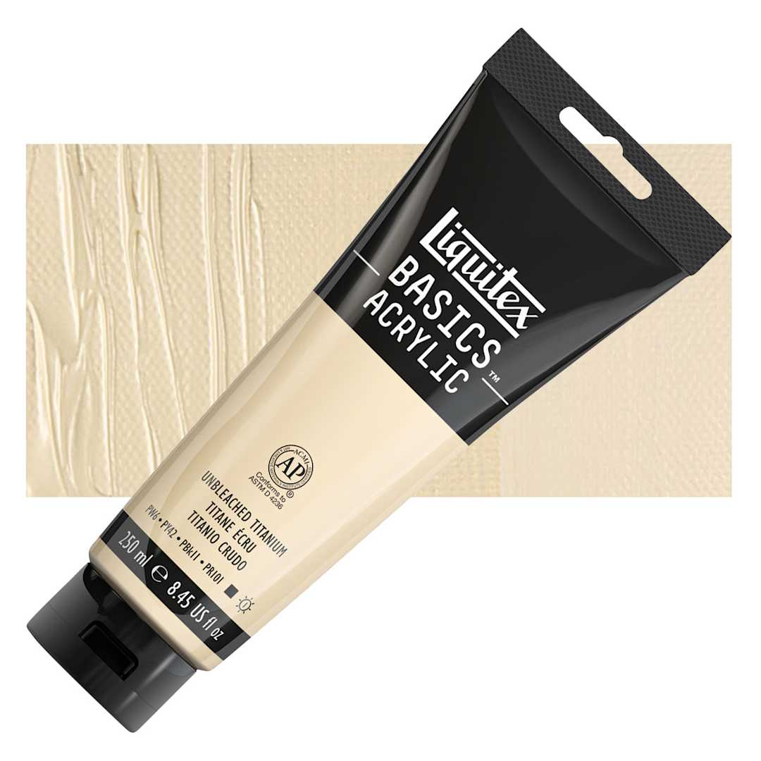 Open in modal - Liquitex Basics Acrylic Paint - Unbleached Titanium, 8.5 oz Squeeze Bottle and swatch