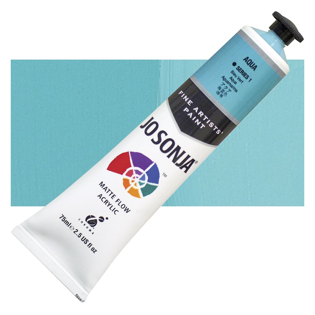 Open in modal - Jo Sonja's Artist Acrylic - Aqua, 2.5 oz tube and swatch