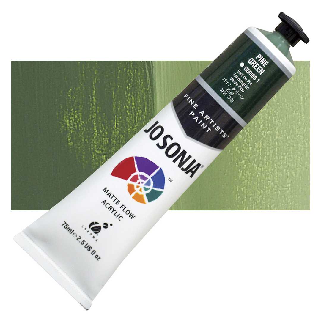 Open in modal - Jo Sonja's Artist Acrylic - Pine Green, 2.5 oz tube and swatch