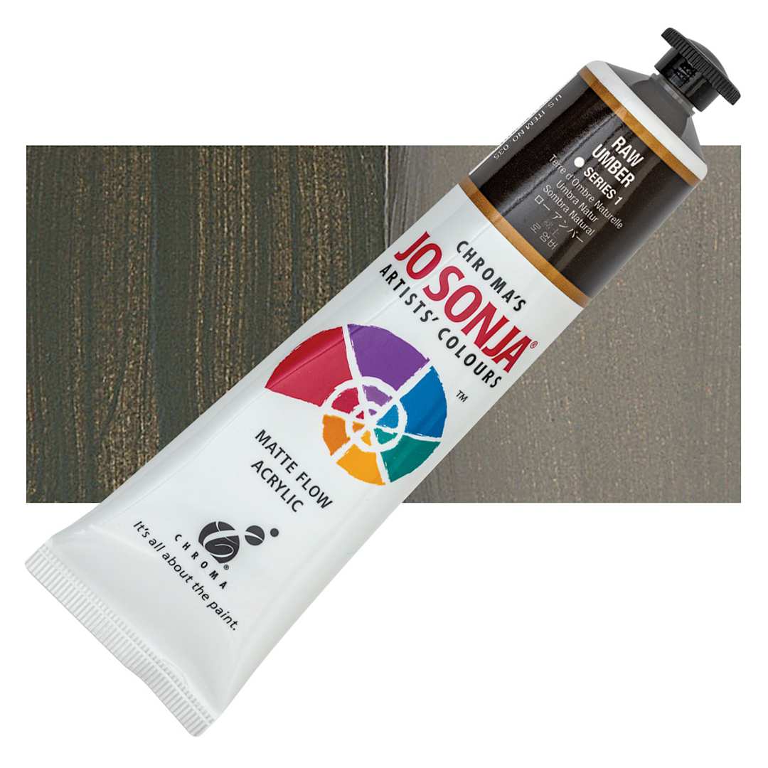 Open in modal - Jo Sonja's Artist Acrylic - Raw Umber, 2.5 oz tube and swatch