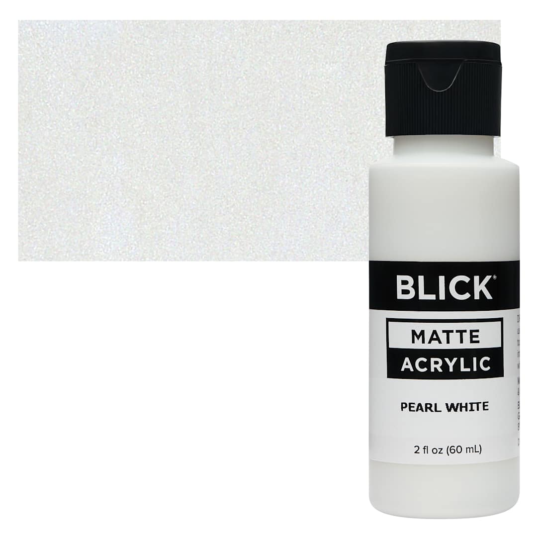 Open in modal - Blick Matte Acrylic - Pearl White, 2 oz bottle and swatch