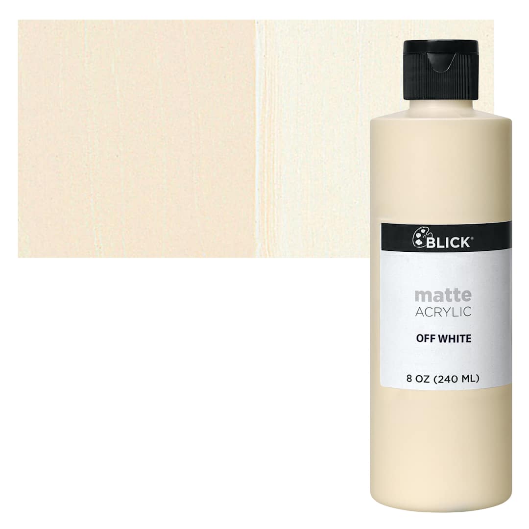 Open in modal - Blick Matte Acrylic - Off White, 8 oz bottle and swatch