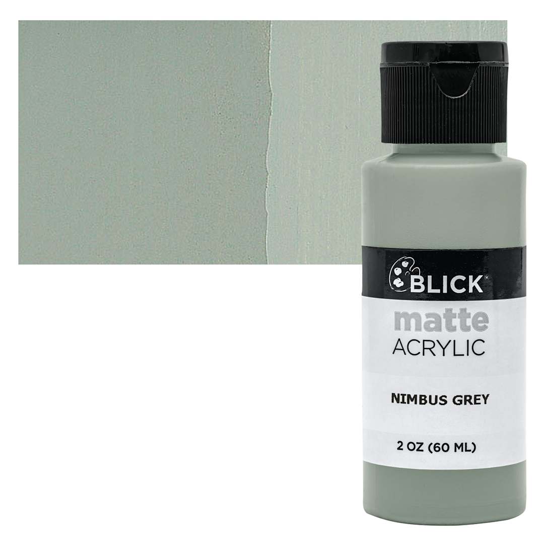 Open in modal - Blick Matte Acrylic - Nimbus Gray, 2 oz bottle and swatch