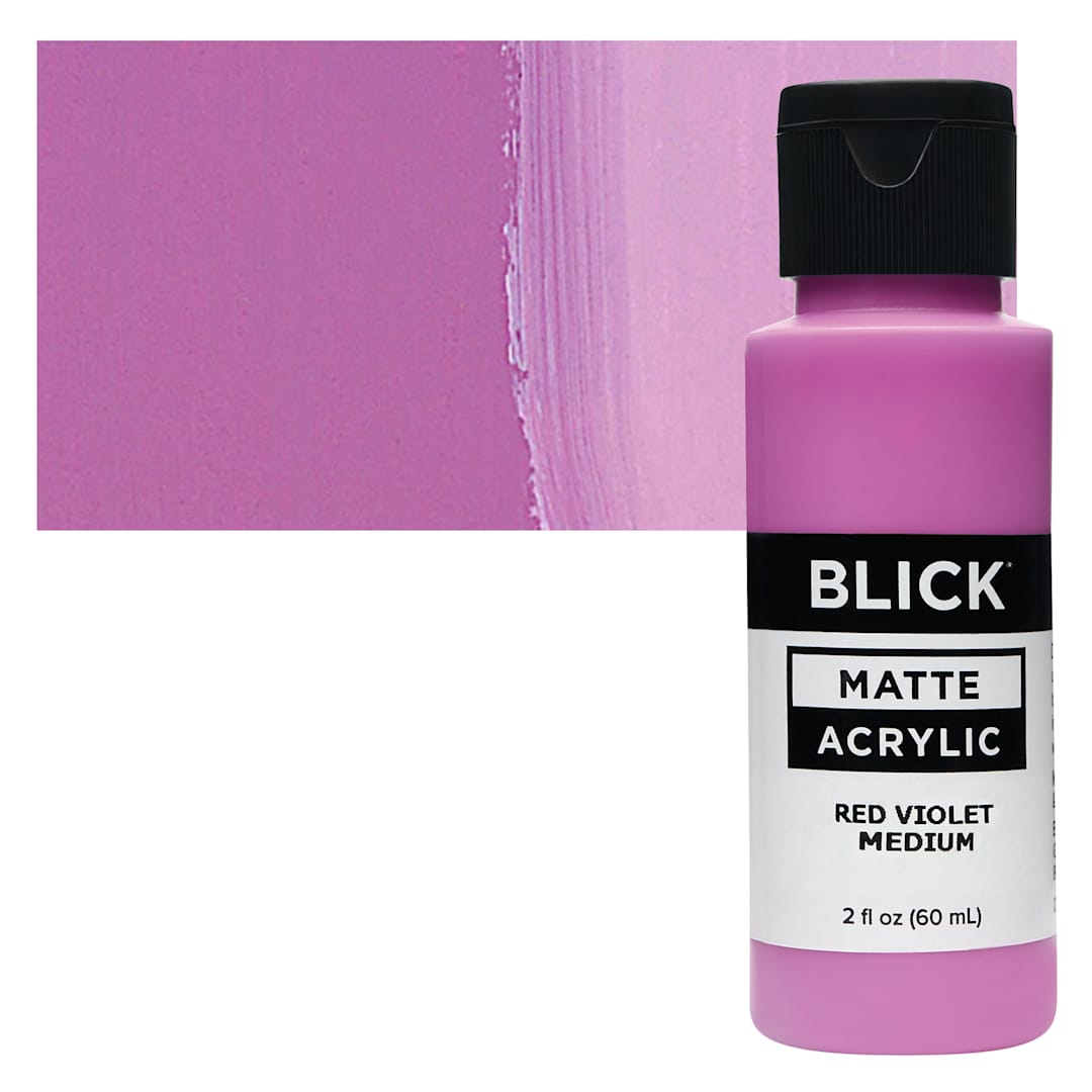 Open in modal - Blick Matte Acrylic - Red Violet Medium, 2 oz bottle and swatch