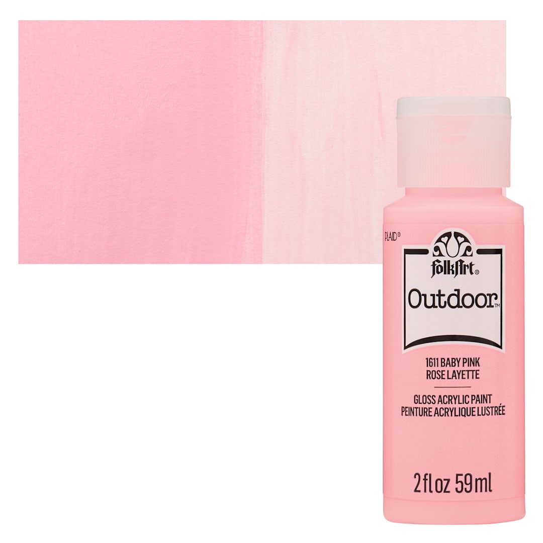 Open in modal - FolkArt Outdoor Acrylic Paint - Baby Pink, 2 oz, Bottle and Swatch