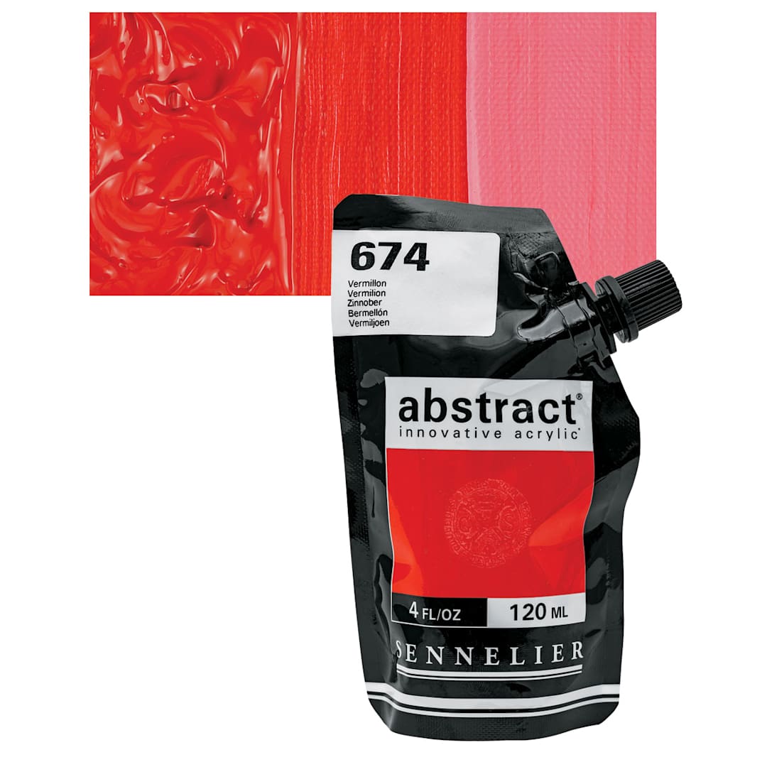 Open in modal - Sennelier Abstract Acrylic - Vermilion, 120 ml pouch and swatch