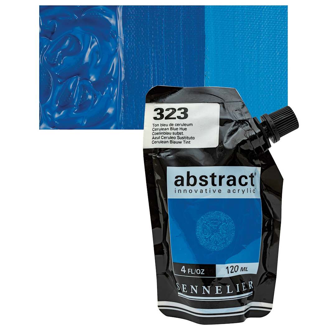 Open in modal - Sennelier Abstract Acrylic - Cerulean Blue Hue, 120 ml pouch and swatch