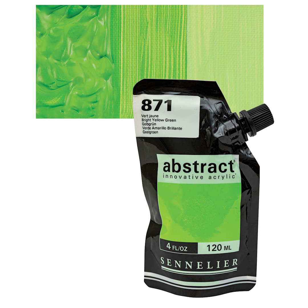Open in modal - Sennelier Abstract Acrylic - Bright Yellow Green, 120 ml pouch and swatch
