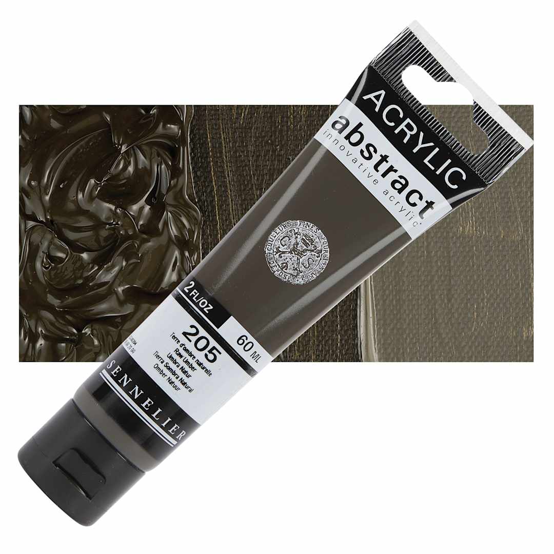 Open in modal - Sennelier Abstract Acrylic Paint - Raw Umber, 60 ml tube and swatch