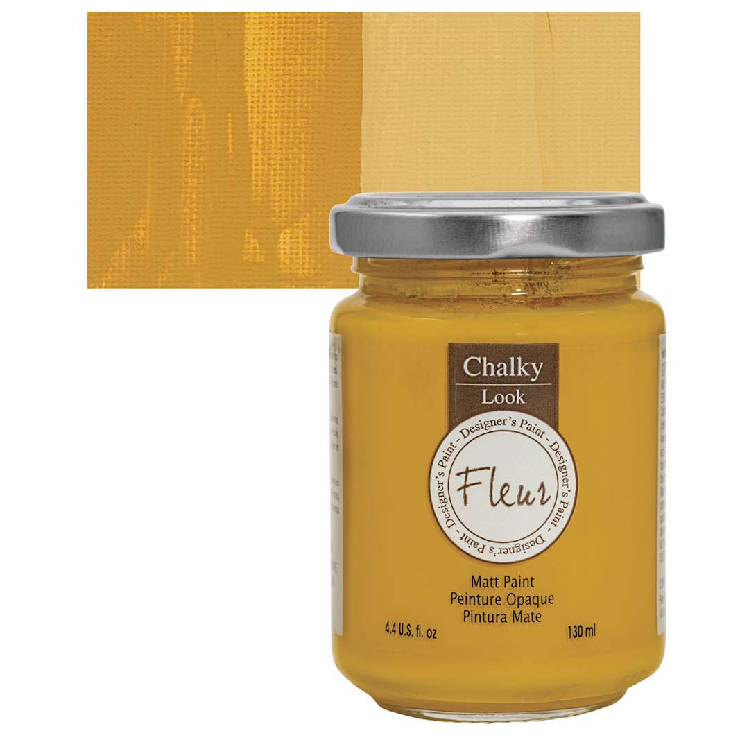 Open in modal - Fleur Chalky Look Paint - Yellow Ochre, 4.4 oz jar and swatch