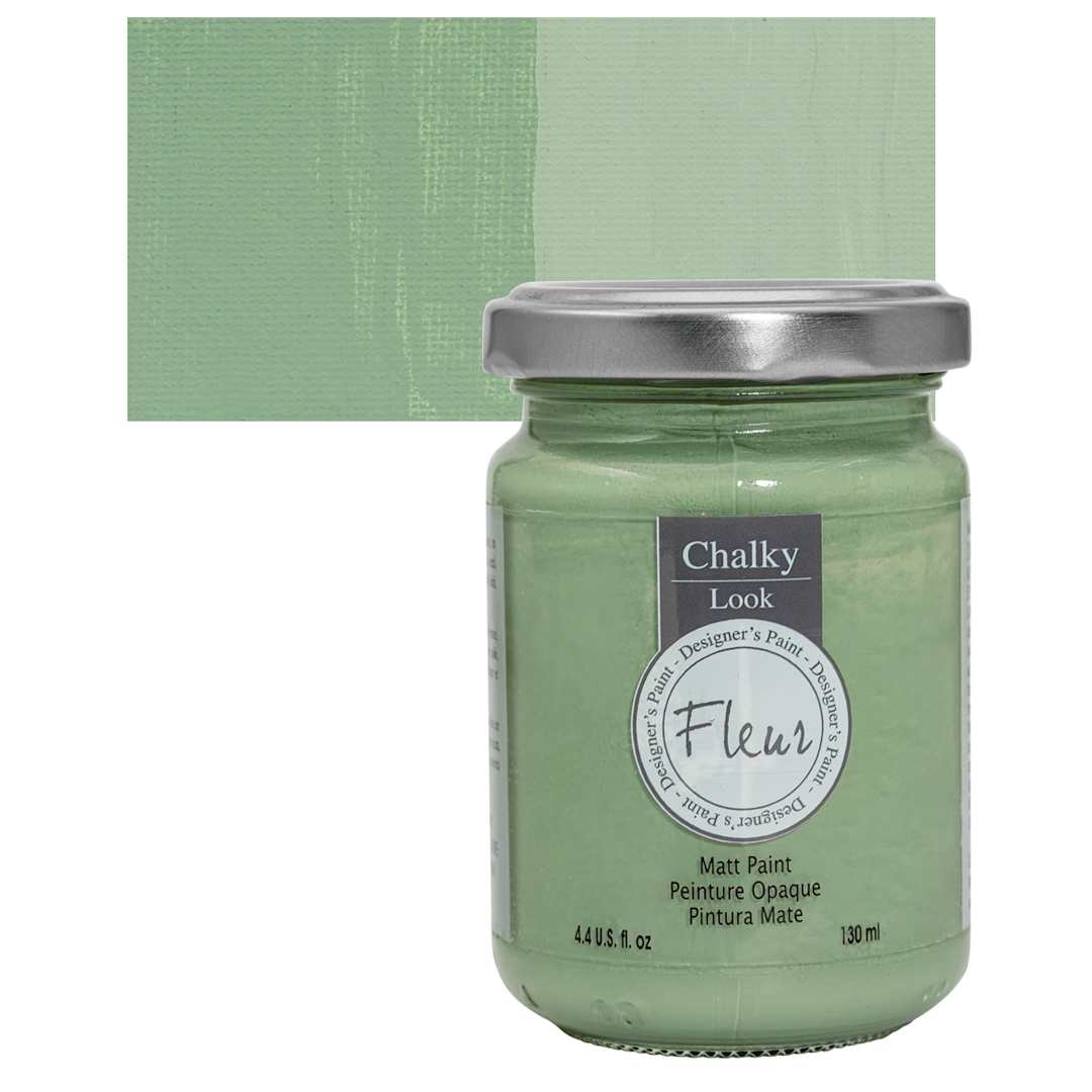 Open in modal - Fleur Chalky Look Paint - Welcome Green, 4.4 oz jar and swatch