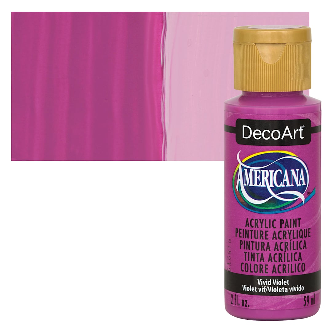 Open in modal - DecoArt Americana Acrylic Paint - Vivid Violet, 2 oz bottle and swatch