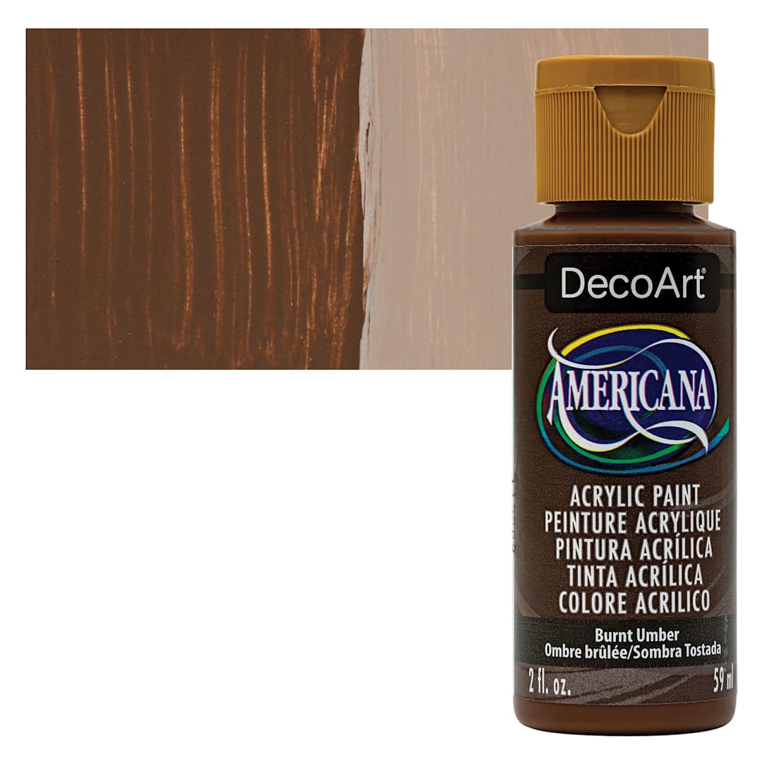 Open in modal - DecoArt Americana Acrylic Paint - Burnt Umber, 2 oz bottle and swatch