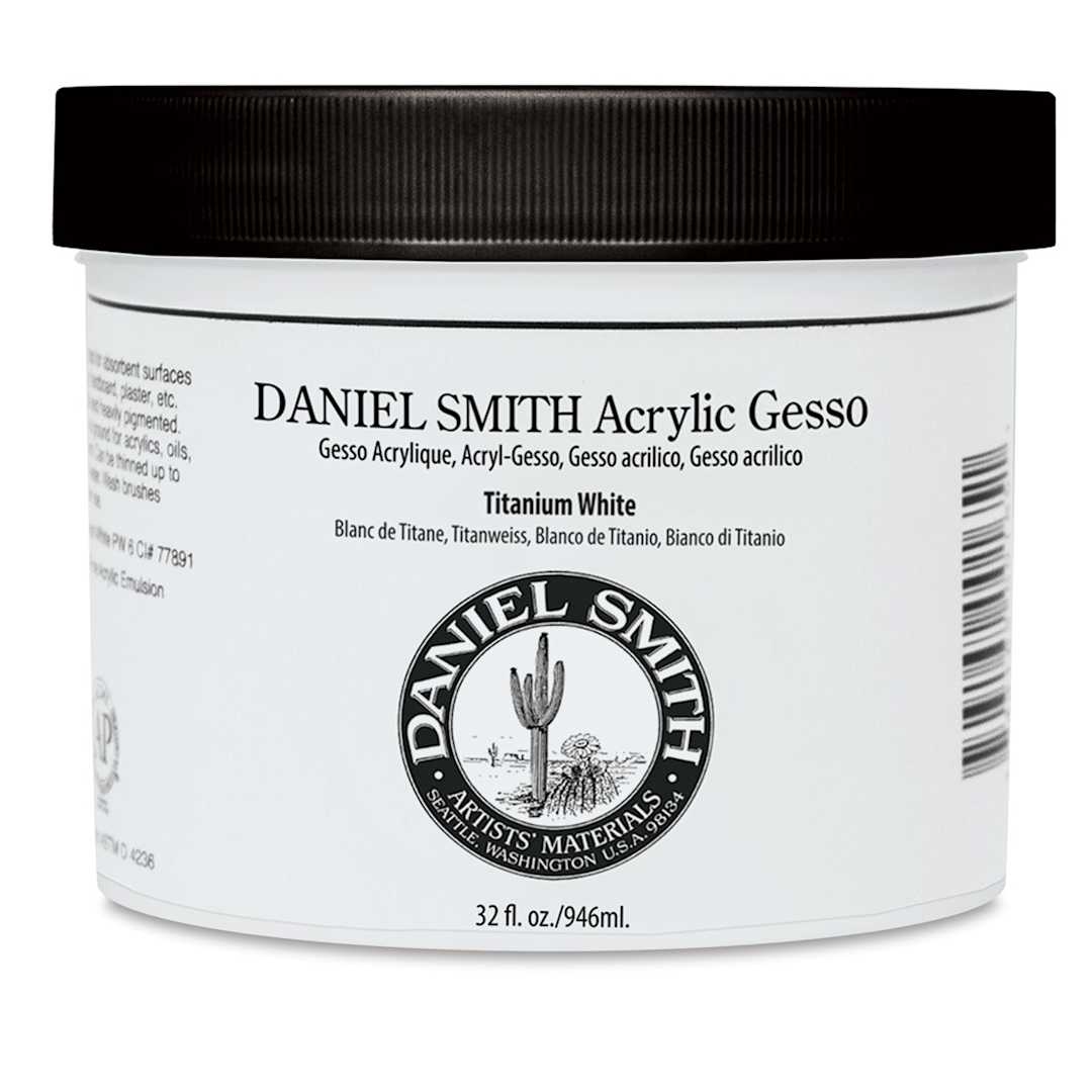Open in modal - Daniel Smith Acrylic Gesso - Front of 32 oz Titanium White Jar shown