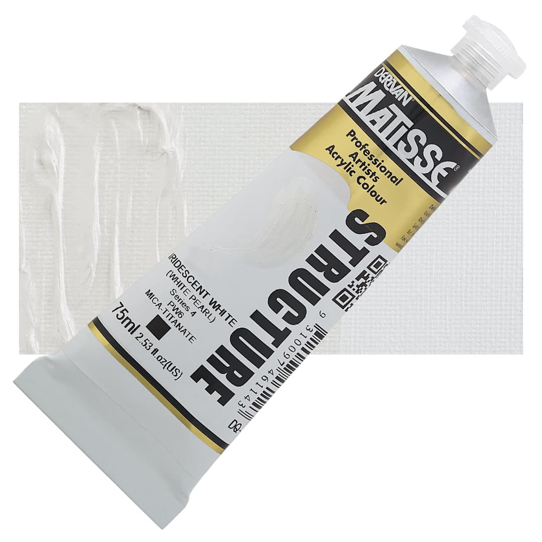 Open in modal - Matisse Structure Paint - Iridescent White, 75 ml tube and swatch