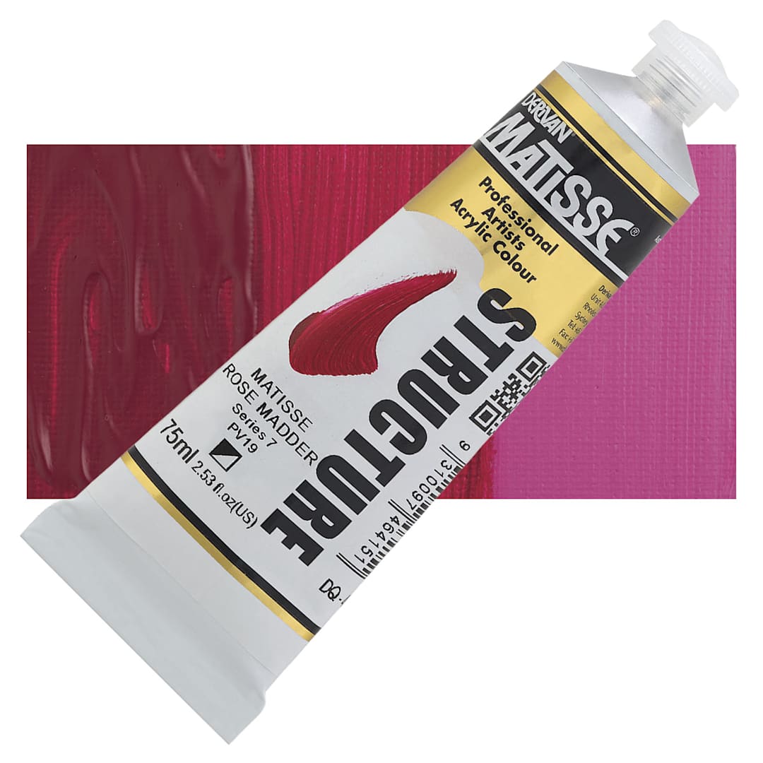 Open in modal - Matisse Structure Paint - Matisse Rose Madder, 75 ml tube and swatch