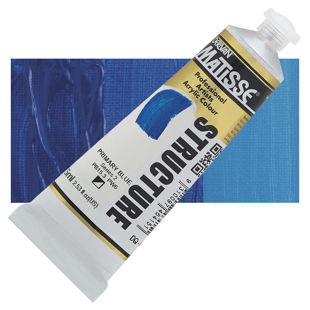 Open in modal - Matisse Structure Paint - Primary Blue, 75 ml tube and swatch