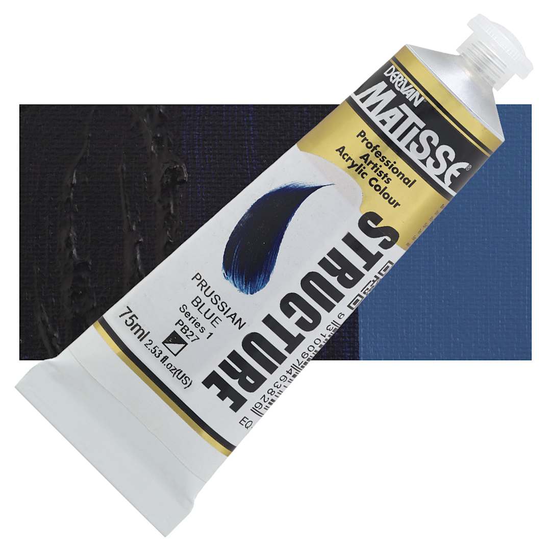 Open in modal - Matisse Structure Paint - Prussian Blue, 75 ml tube and swatch