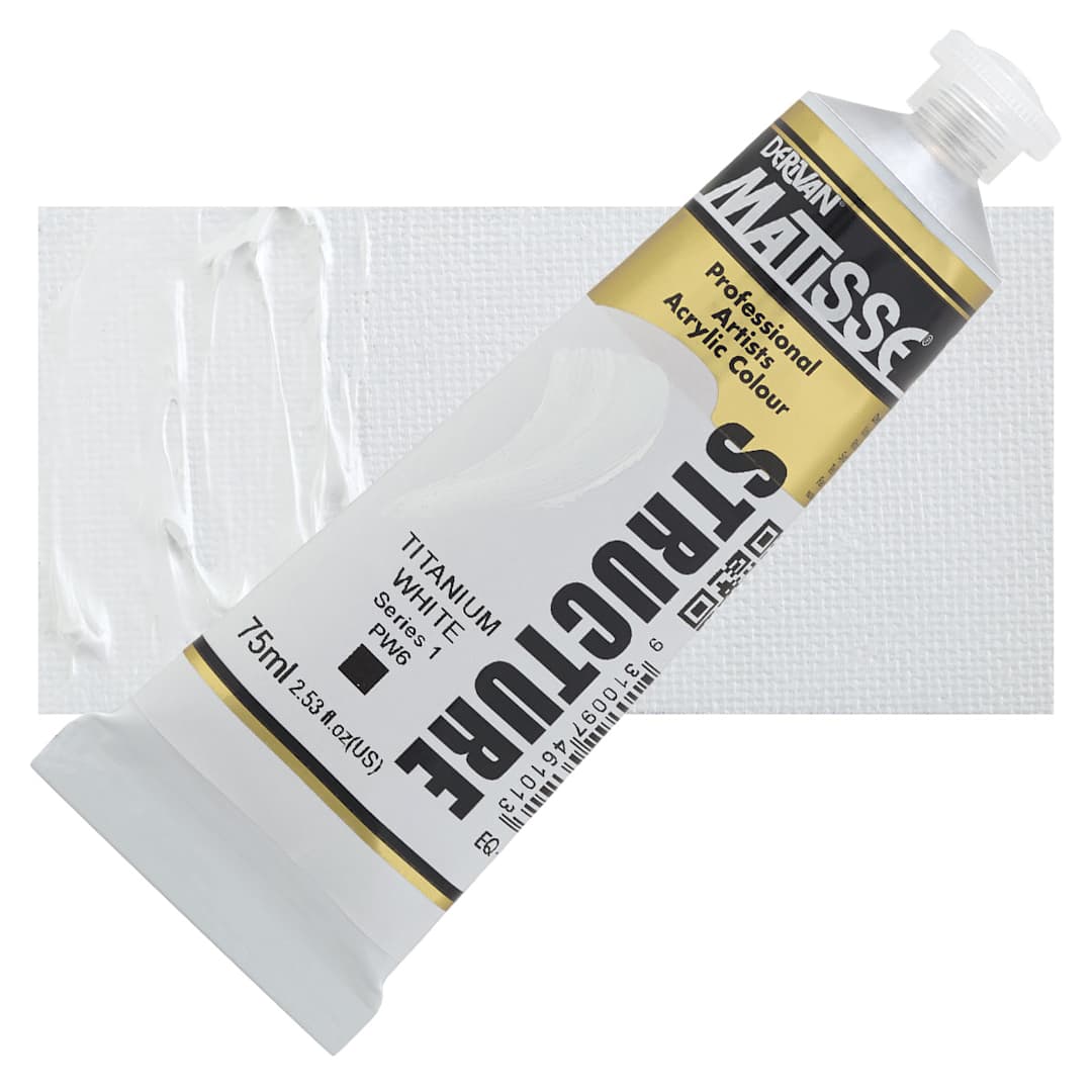 Open in modal - Matisse Structure Paint - Titanium White, 75 ml tube and swatch
