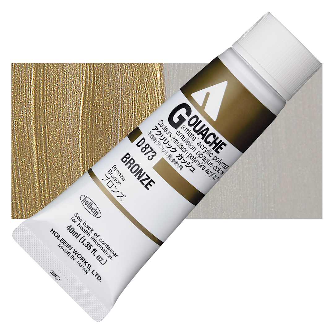 Open in modal - Holbein Acrylic Gouache - Bronze, 40 ml tube and swatch