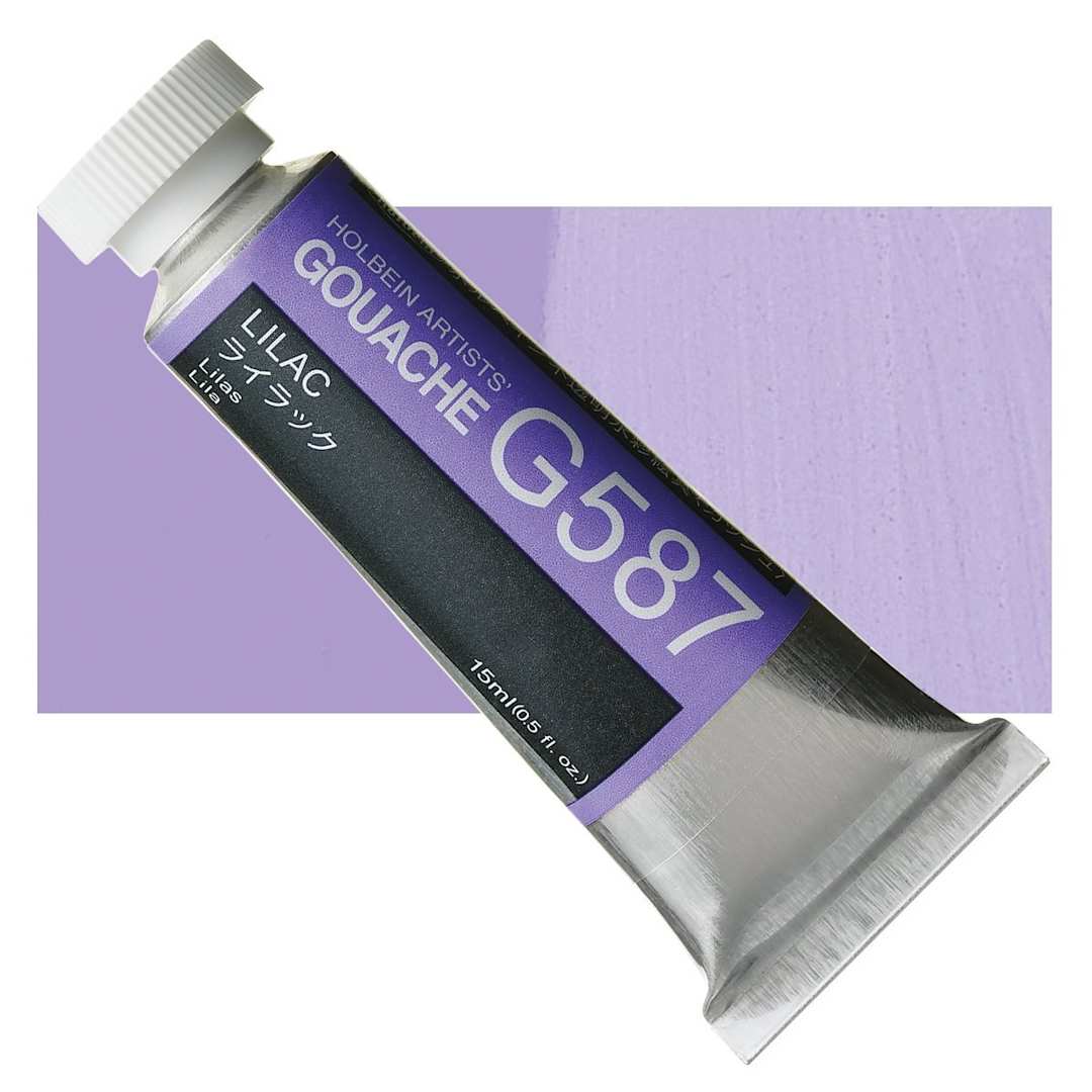 Open in modal - Holbein Artists' Gouache - Lilac, 15 ml tube and swatch