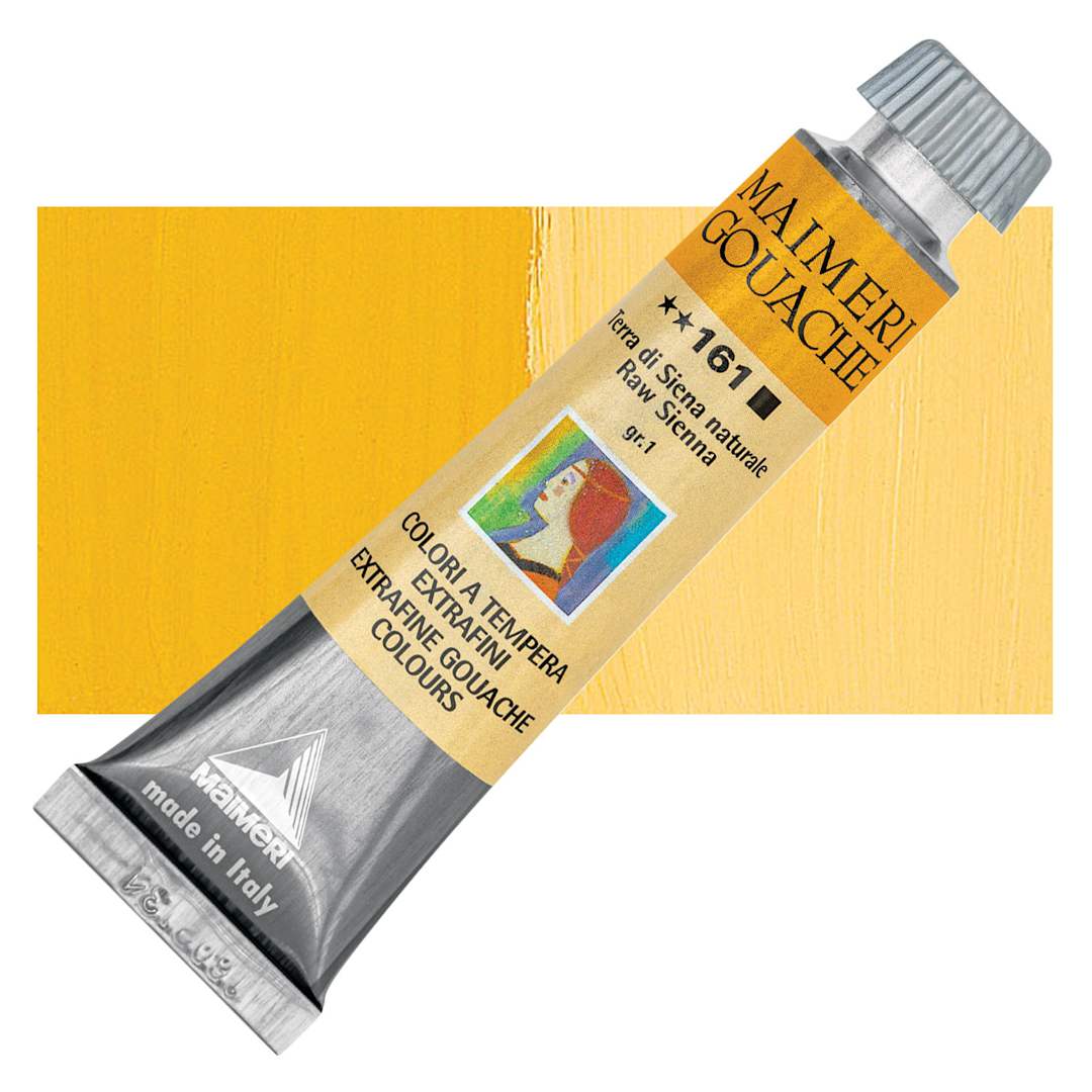 Open in modal - Maimeri Artist Gouache - Raw Sienna, 20 ml tube and swatch