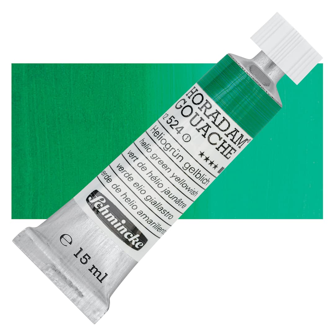 Open in modal - Schmincke Horadam Artist Gouache - Helio Green Yellowish, 15 ml tube and swatch