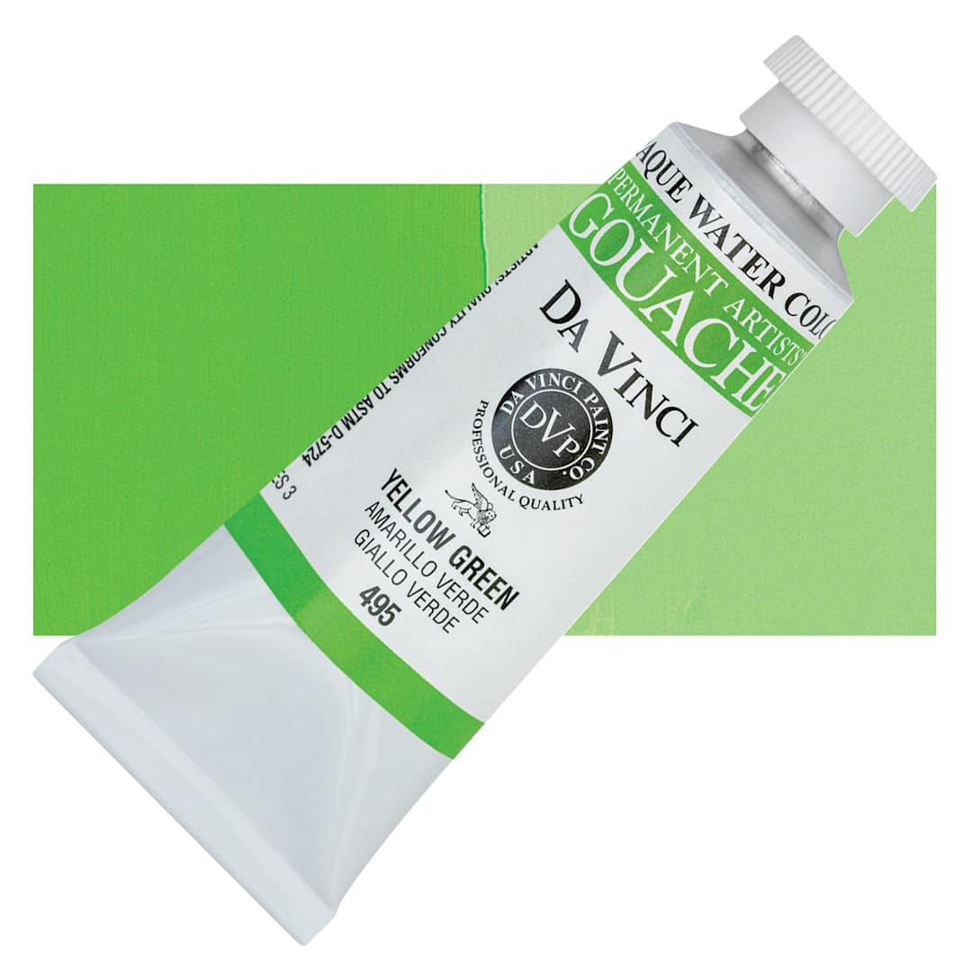Open in modal - Da Vinci Professional Gouache - Yellow Green, 37 ml tube and swatch