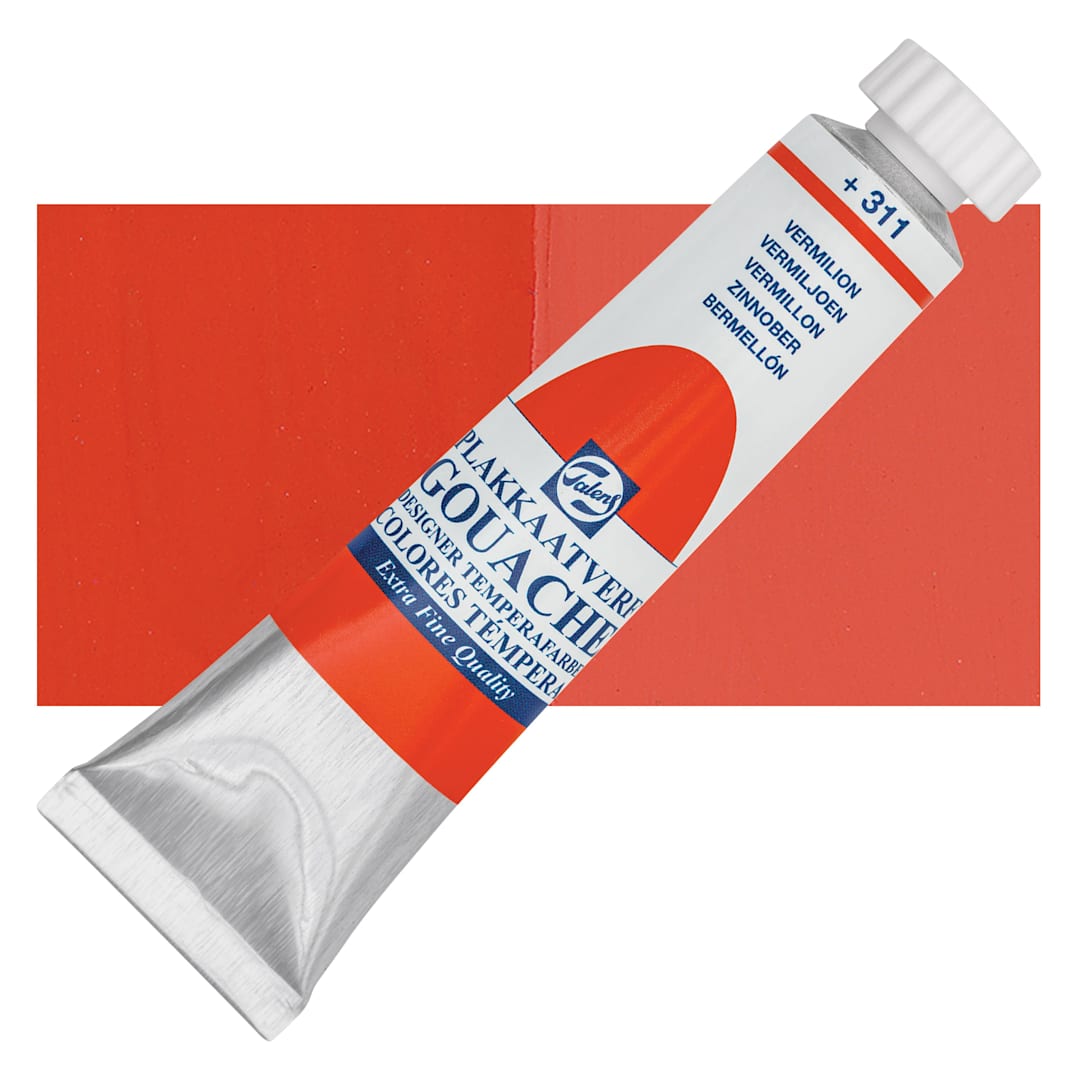 Open in modal - Royal Talens Gouache - Vermilion, 20 ml tube and swatch