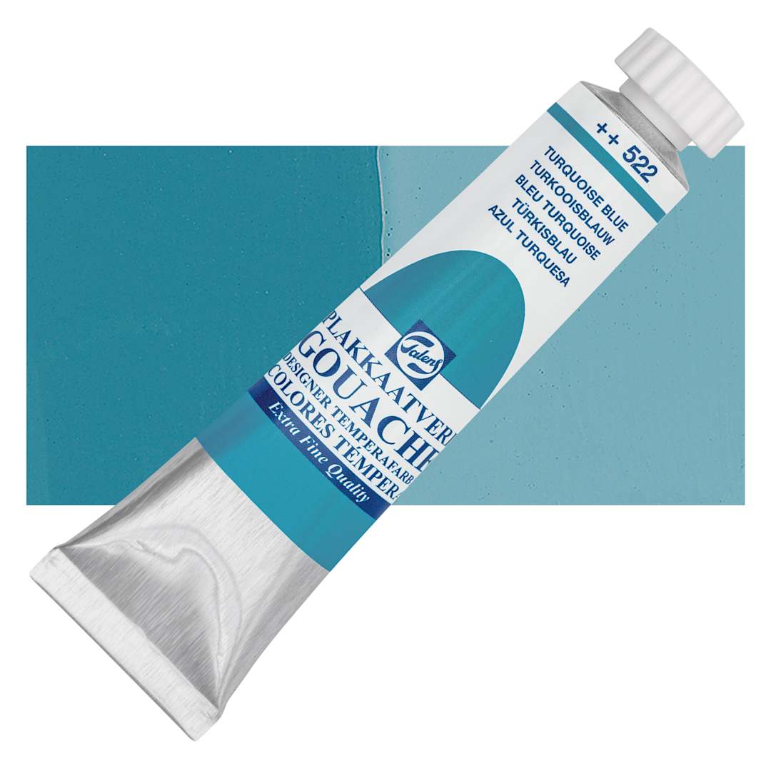 Open in modal - Royal Talens Gouache - Turquoise Blue, 20 ml tube and swatch