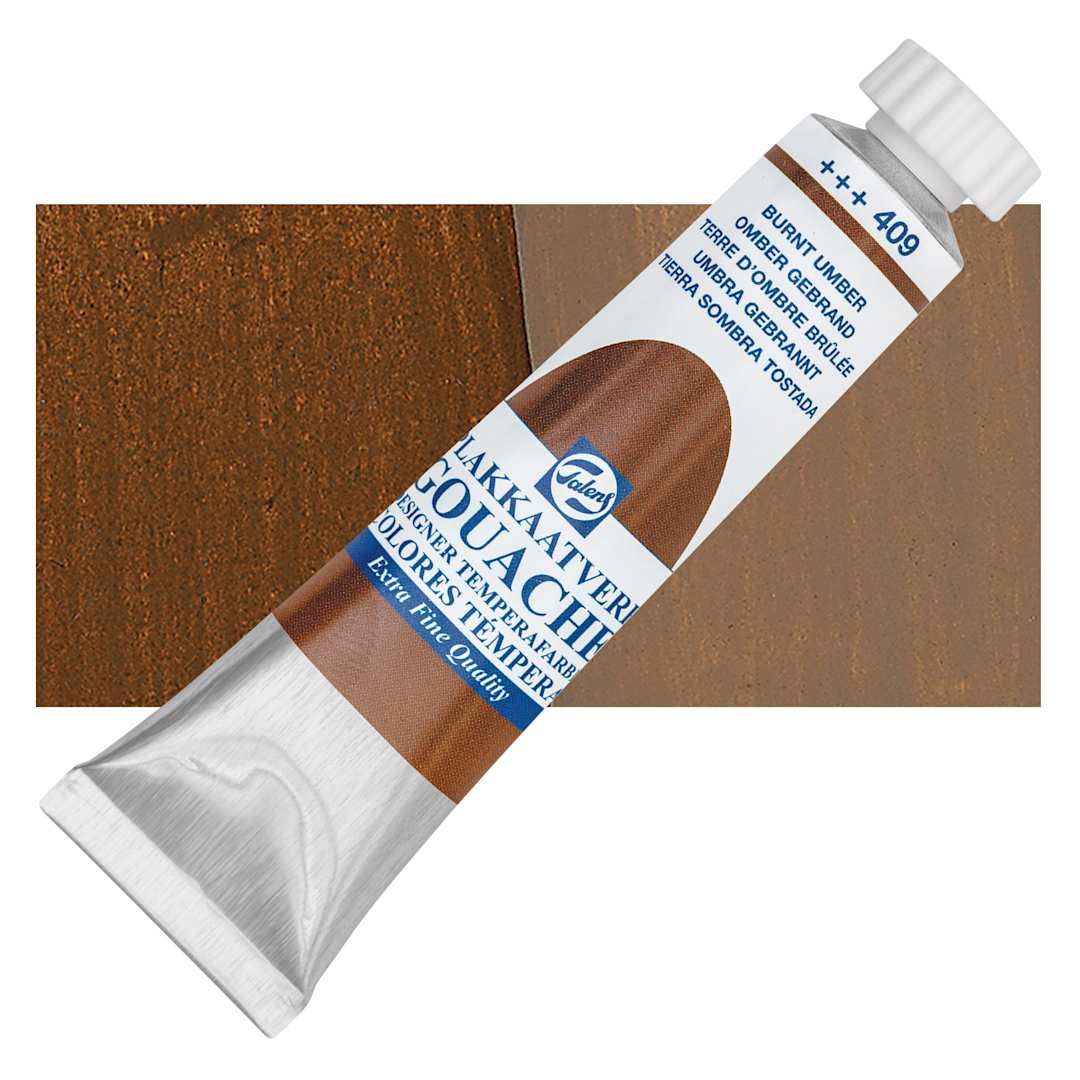 Open in modal - Royal Talens Gouache - Burnt Umber, 20 ml tube and swatch