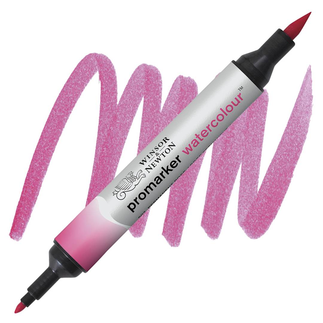 Open in modal - Winsor & Newton Promarker Watercolor Marker - Permanent Rose marker and swatch