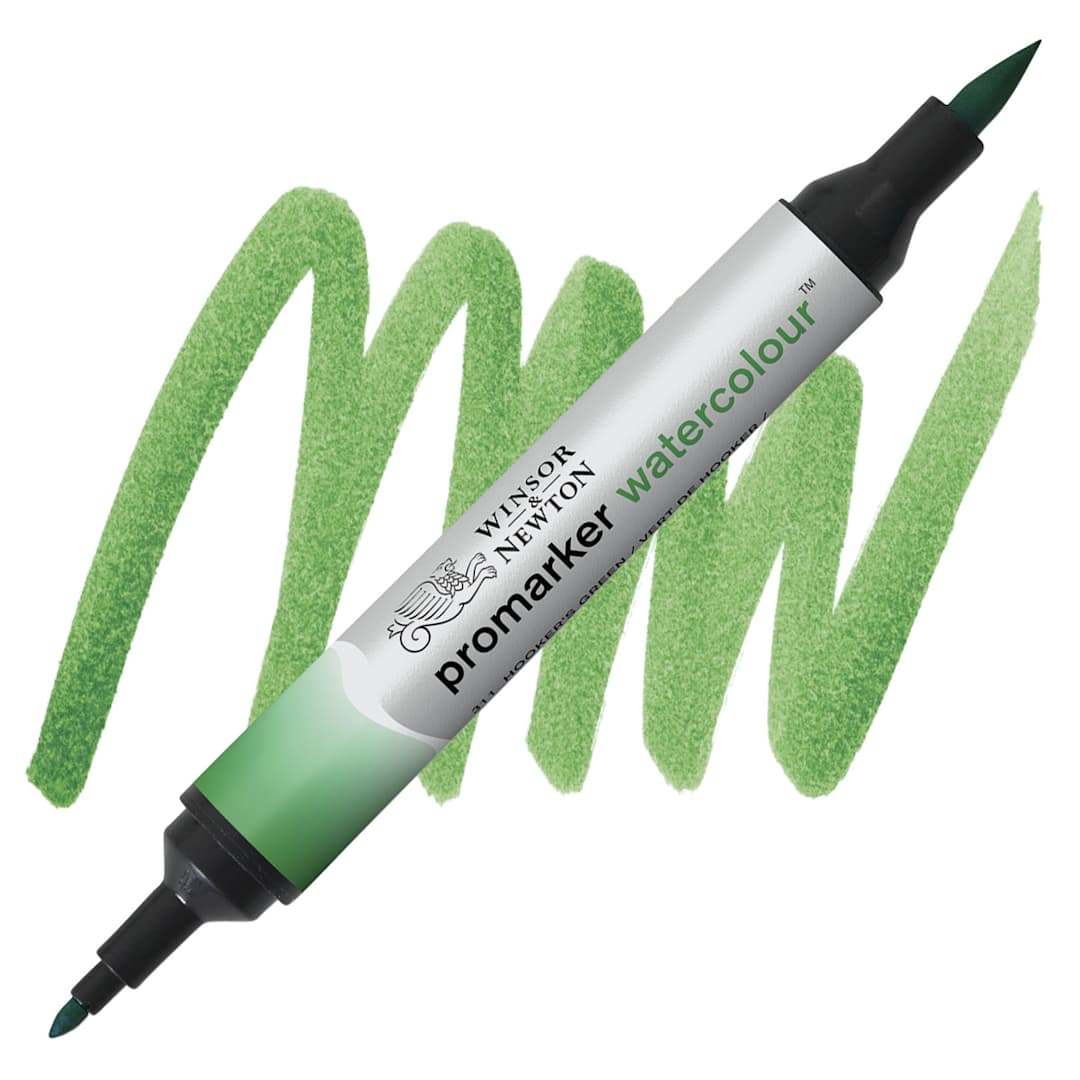 Open in modal - Winsor & Newton Promarker Watercolor Marker - Hooker's Green marker and swatch