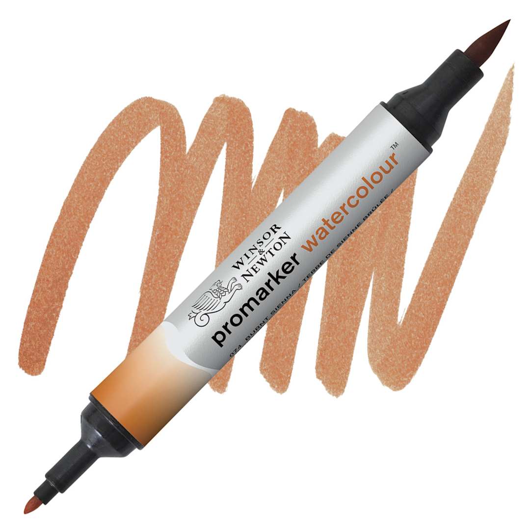 Open in modal - Winsor & Newton Promarker Watercolor Marker - Burnt Sienna marker and swatch