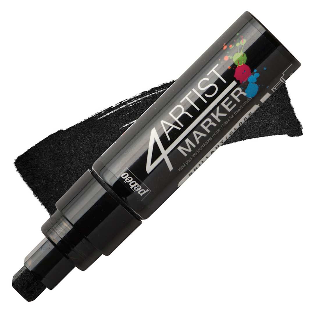 Open in modal - Pebeo 4Artist Marker - Black, 15 mm marker and swatch