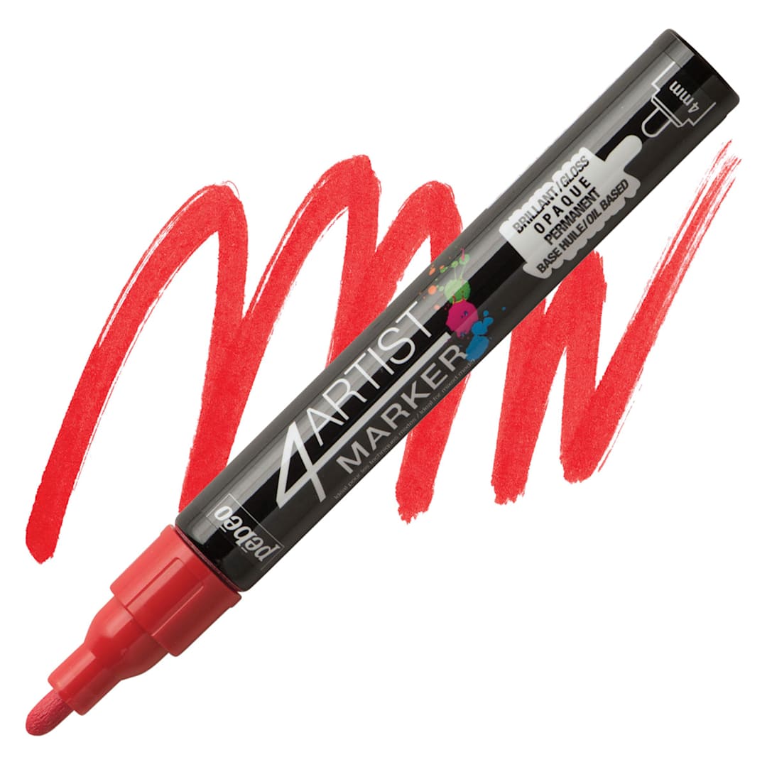 Open in modal - Pebeo 4Artist Marker - Red, 4 mm marker and swatch