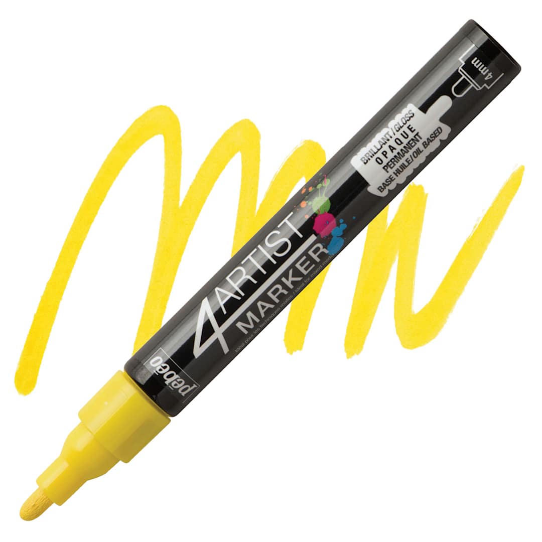 Open in modal - Pebeo 4Artist Marker - Yellow, 4 mm marker and swatch
