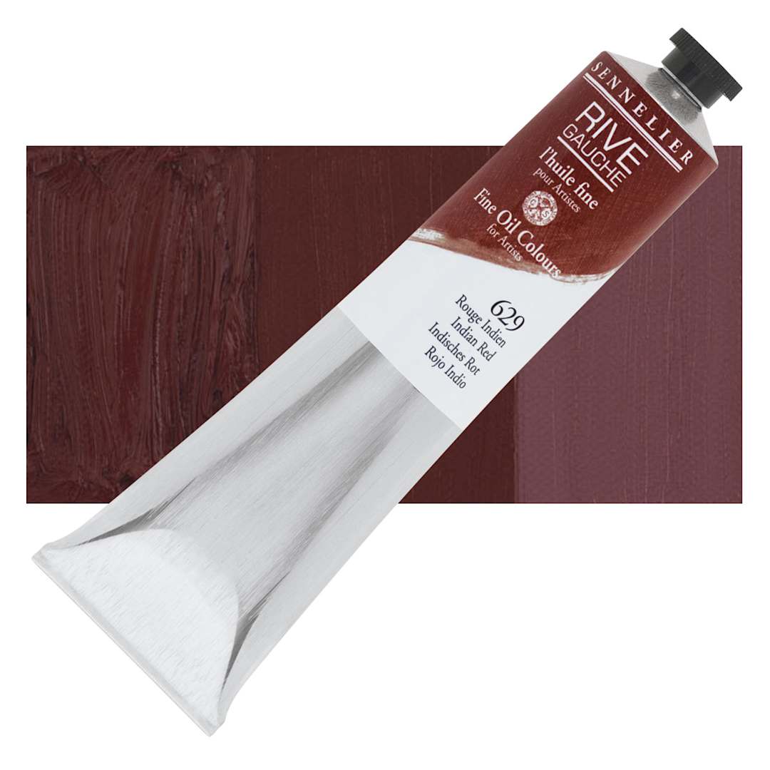 Open in modal - Sennelier Rive Gauche Artists Oil Color - Indian Red, 200 ml tube and swatch